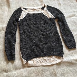 Pink Rose Crochet Two-tone High-Low Sweater